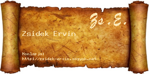 Zsidek Ervin névjegykártya